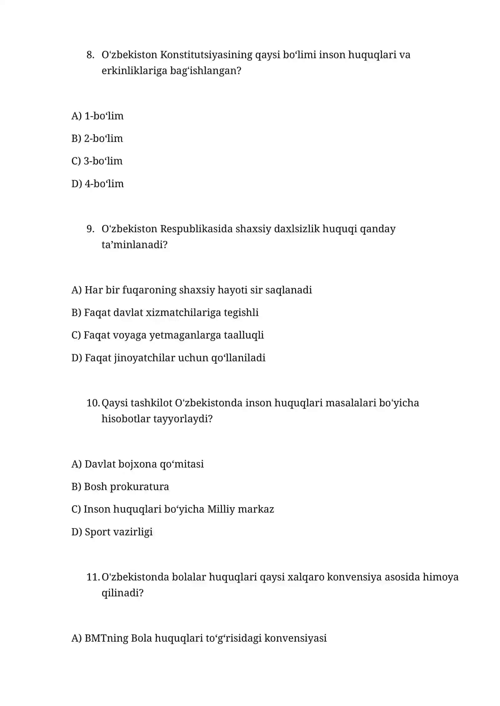 Huquqshunoslik Test Savollari 3