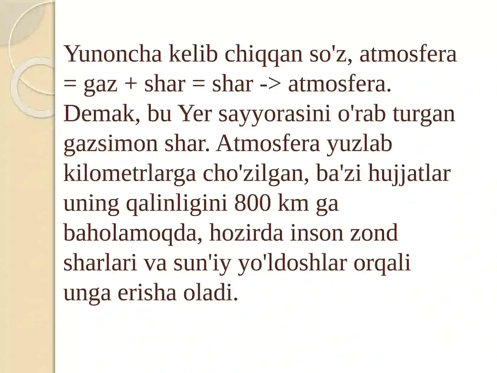 ATMASFERA QAVATLARIGA TARIF 3