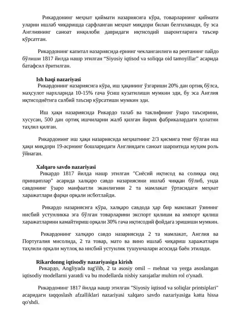 D.Rikardoning iqtisodiy talimoti 3