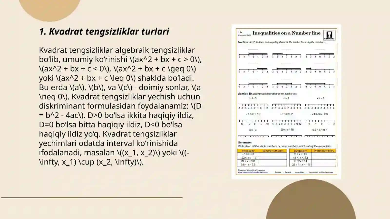 Kvadrat tengsizliklar 3