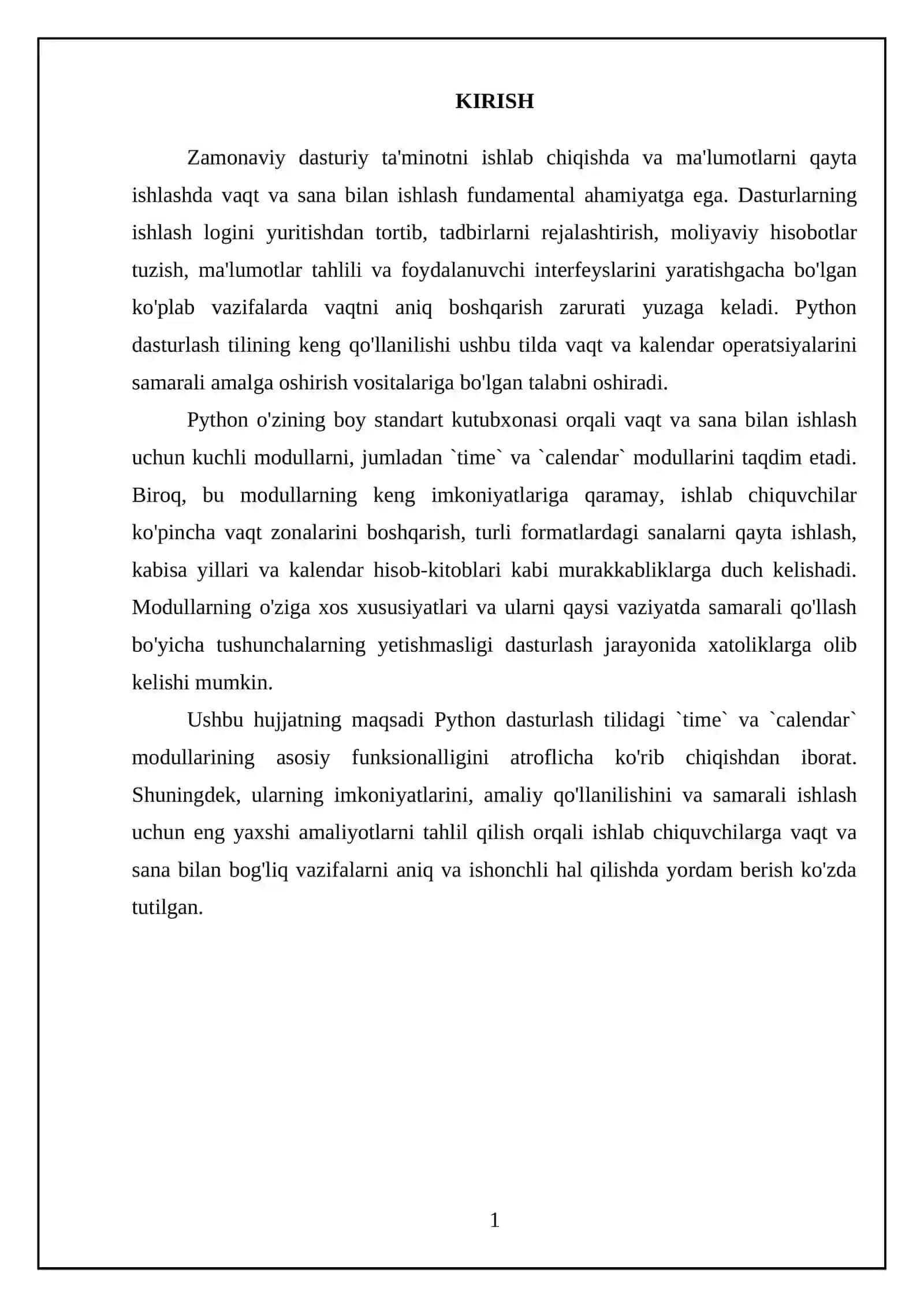 Pythonda time, calendar modullari bilan ishlash 3