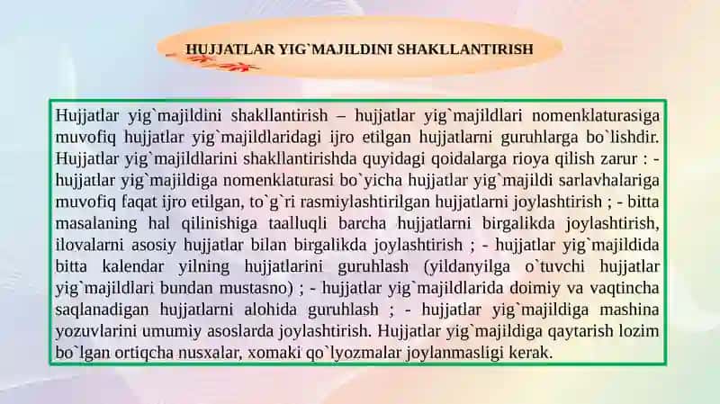 Ish hujjatlarini yig'ishni tashkil etish 3