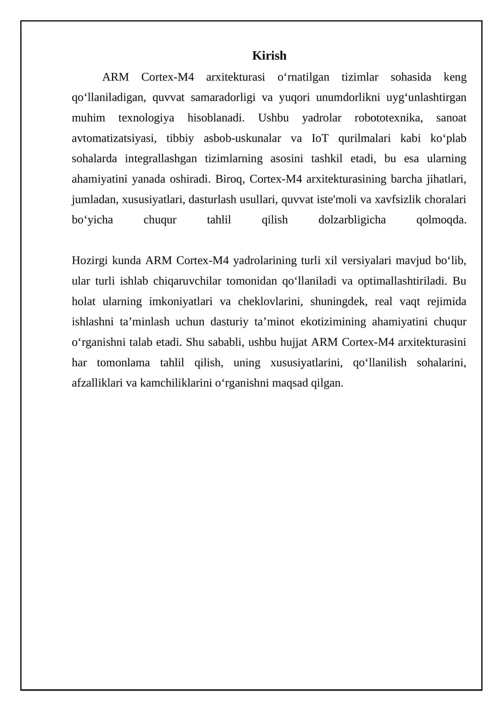 ARM Cortex-M4: Arxitektura va Xususiyatlar 3