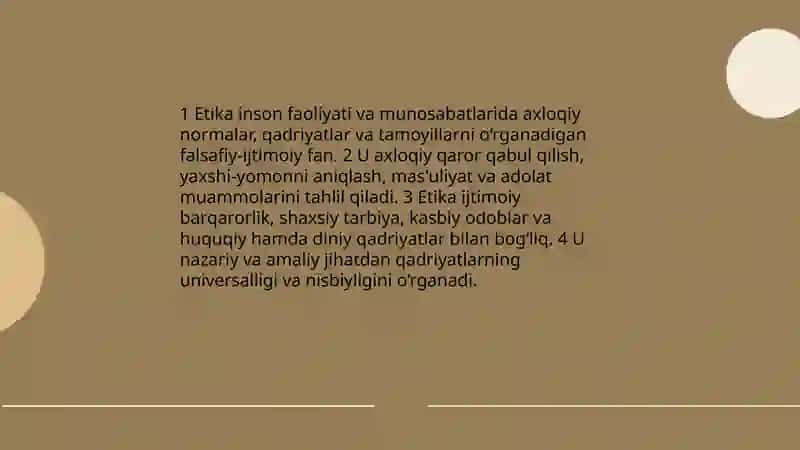 Etikaning mohiyati va ahamiyati 3