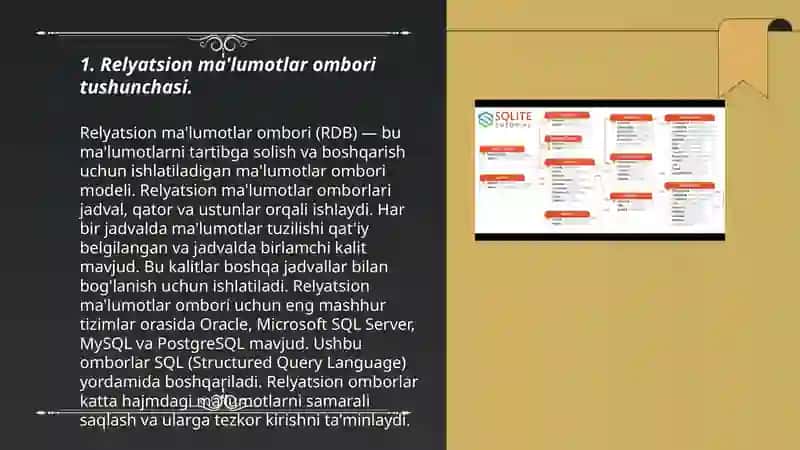 Relyatsion ma‘lumotlar omborini dasturlash texnologiyalari 3
