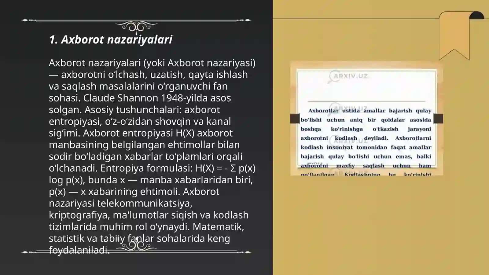 Axborotlarni kodlash algaritimi 3