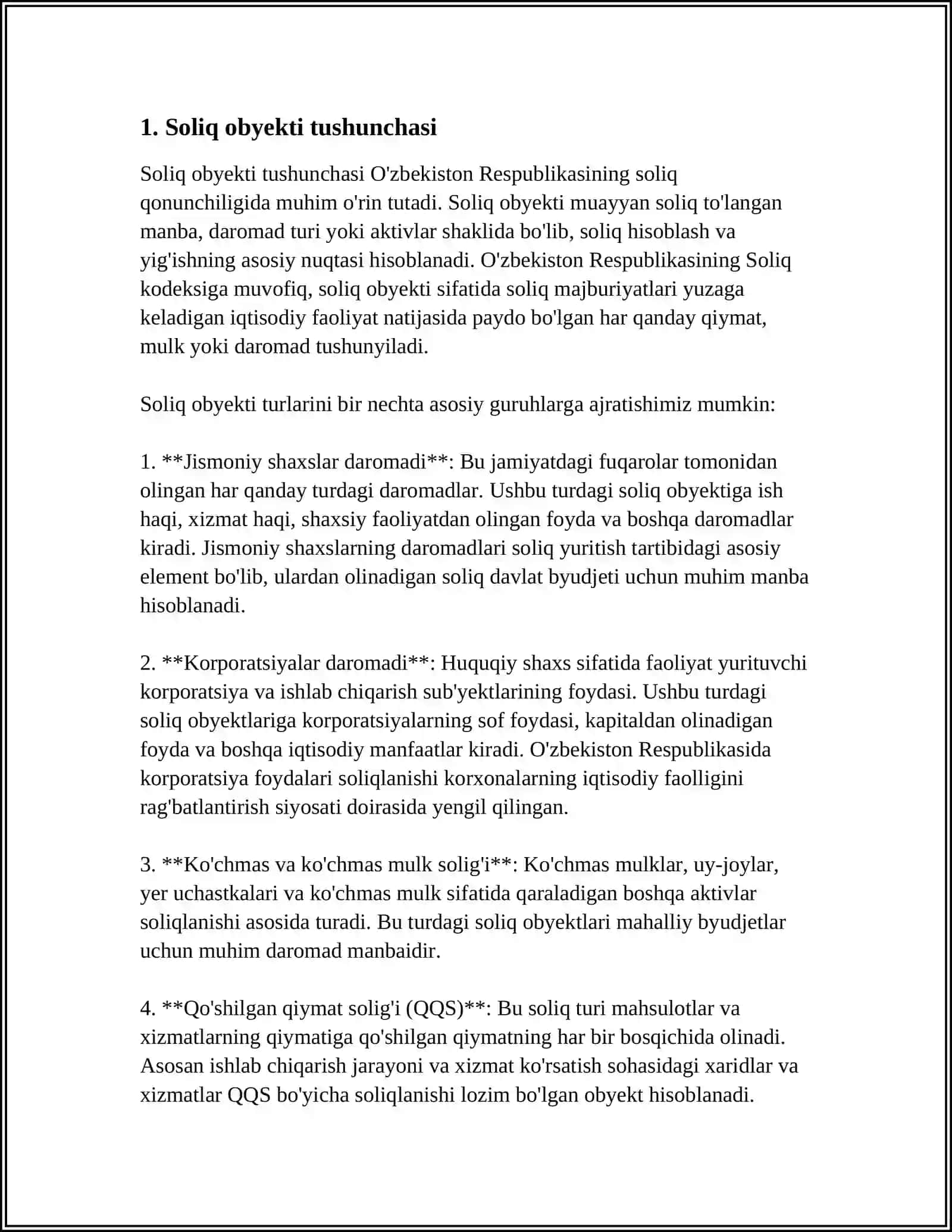 SOLIQ OBYEKTI VA SOLIQQA TORTILADIGAN DAROMADLAR 3