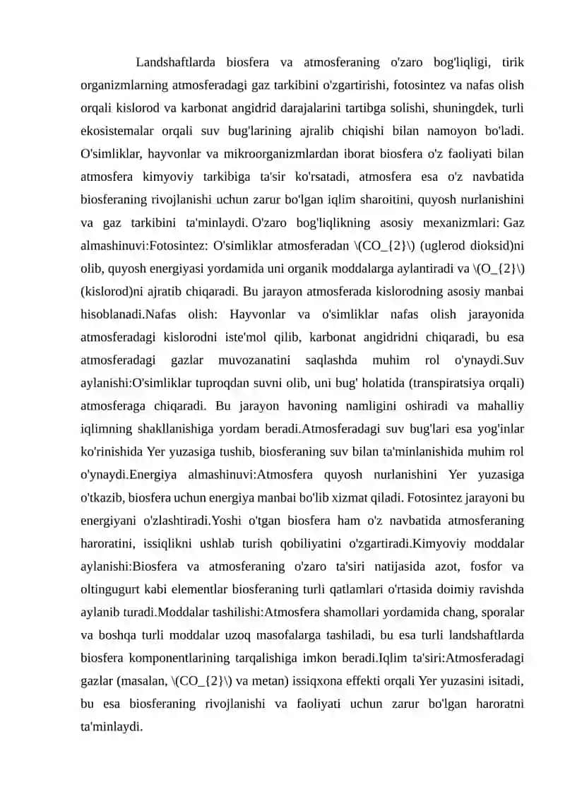 Landshaftlarda biosfera va atmosferaning bog'liqligi 3