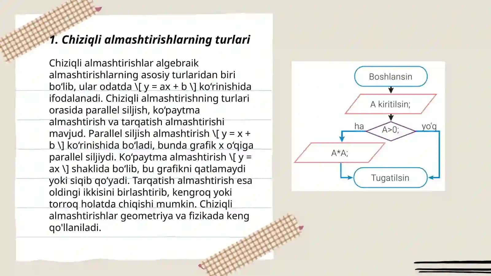 Chiziqli almashtirishlarning aksi va obrazi 3