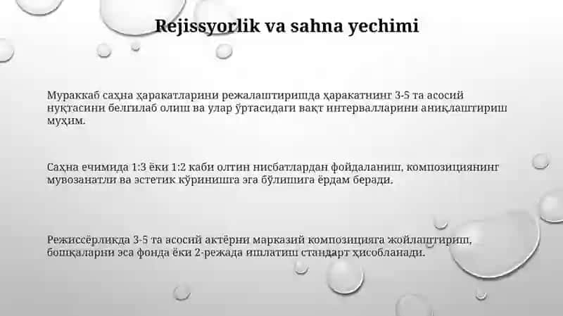 Teatr - sahnalashtirsh faoliyati tamoyillari 3