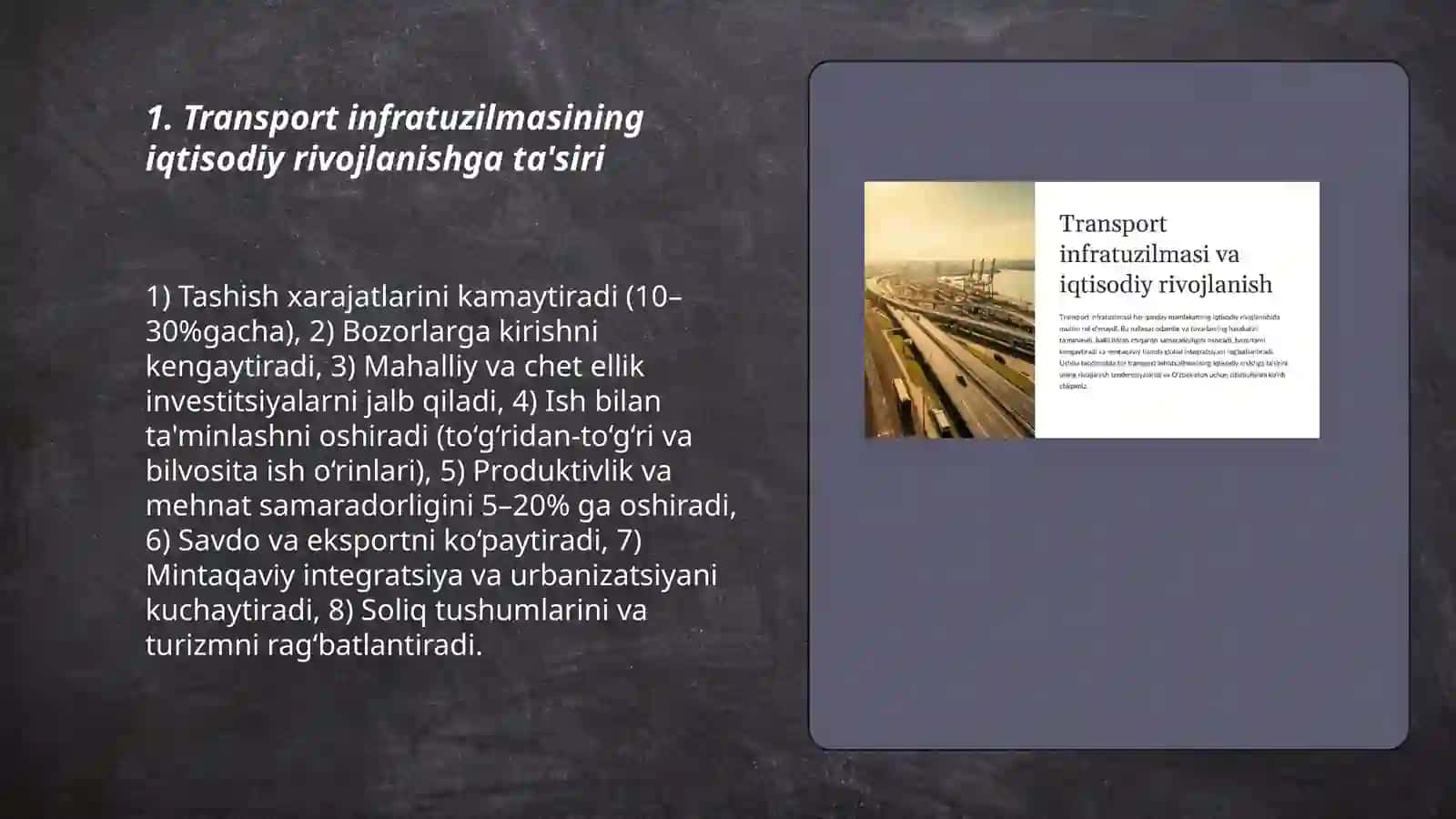 Transport yo'llari Iqtisodiy rivojlanish yo'llari 3