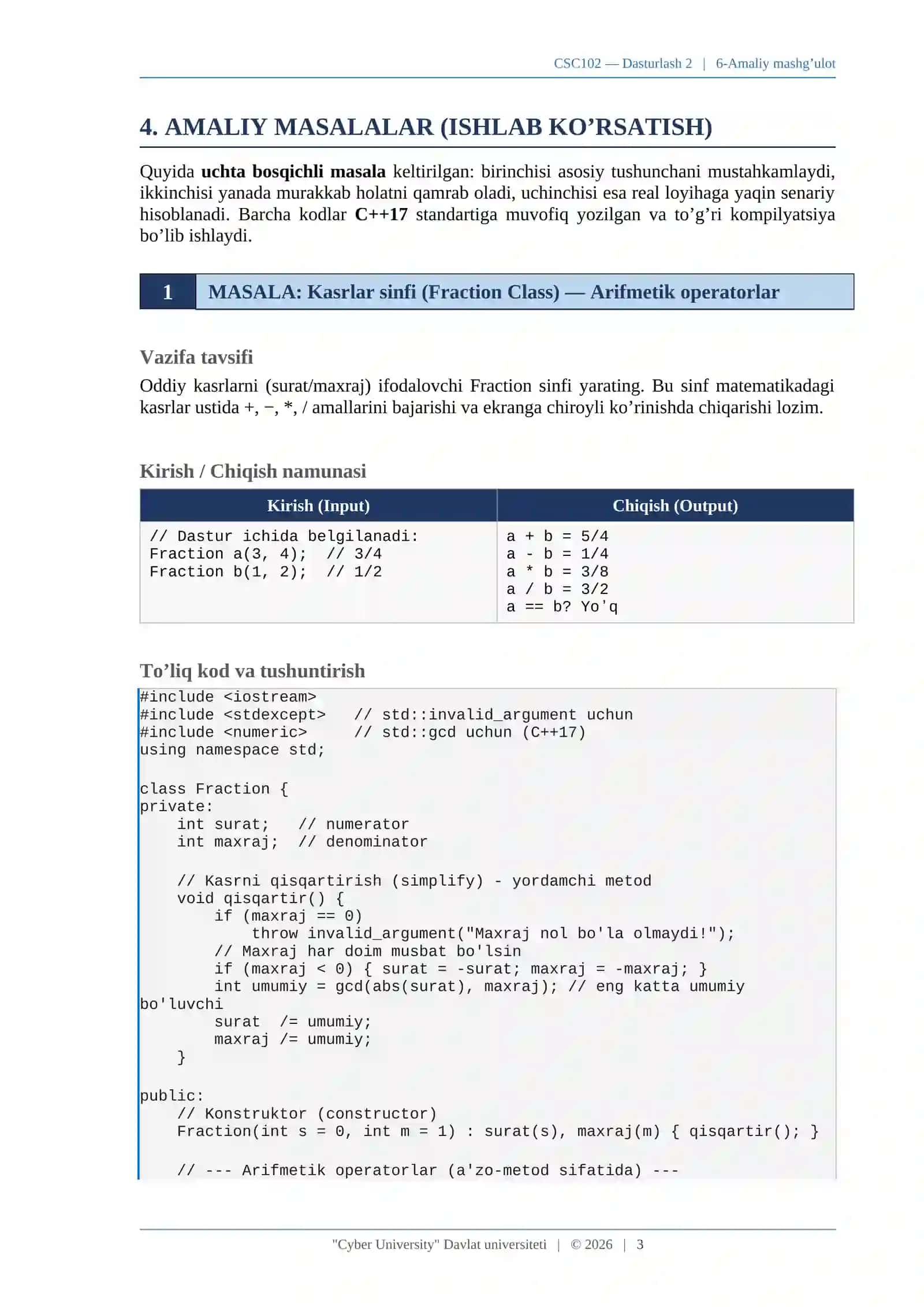 CSC102 — DASTURLASH 2 3