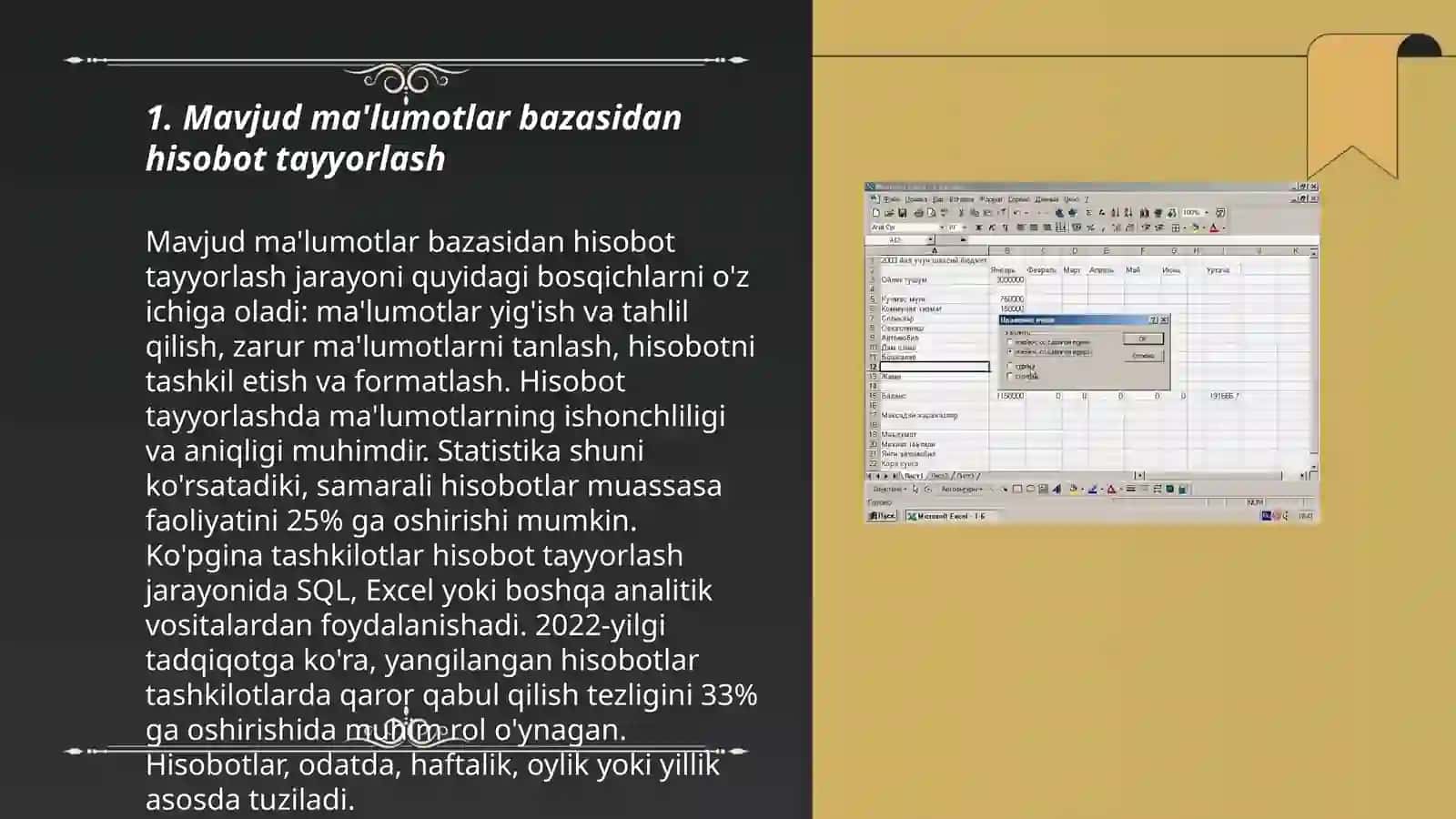 Excel dasturida turli hisobotlar tayyorlash 3