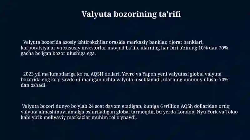 Xorijiy valyuta bozorlari 3