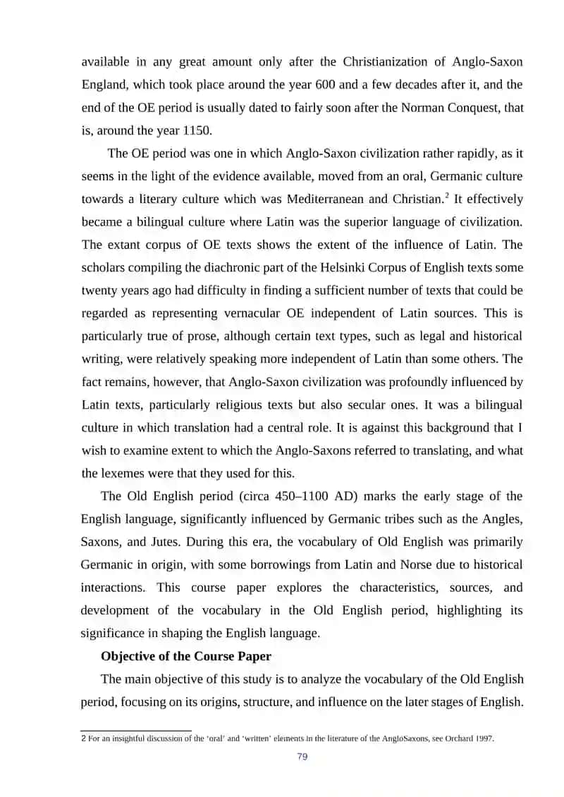 Old English Translation Vocabulary 3