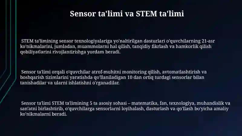 Sensor Ta'limi va STEM ta'limi 3