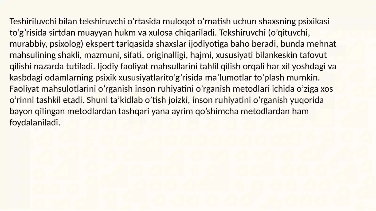 Psixologiyada Inson Faoliyati Mahsulini Tahlil Qilish Metodi 3