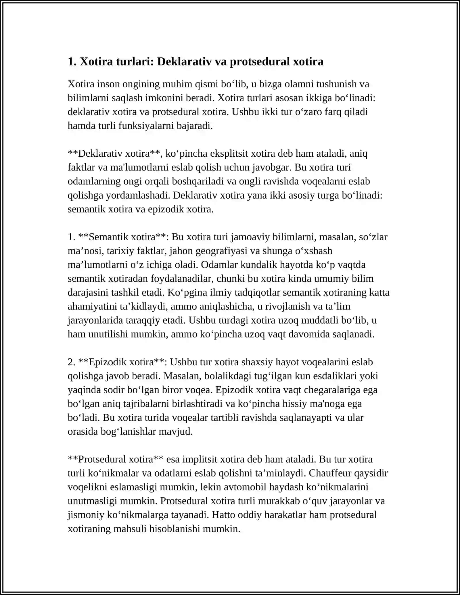 Xotira turlari va xususiyatlari 3