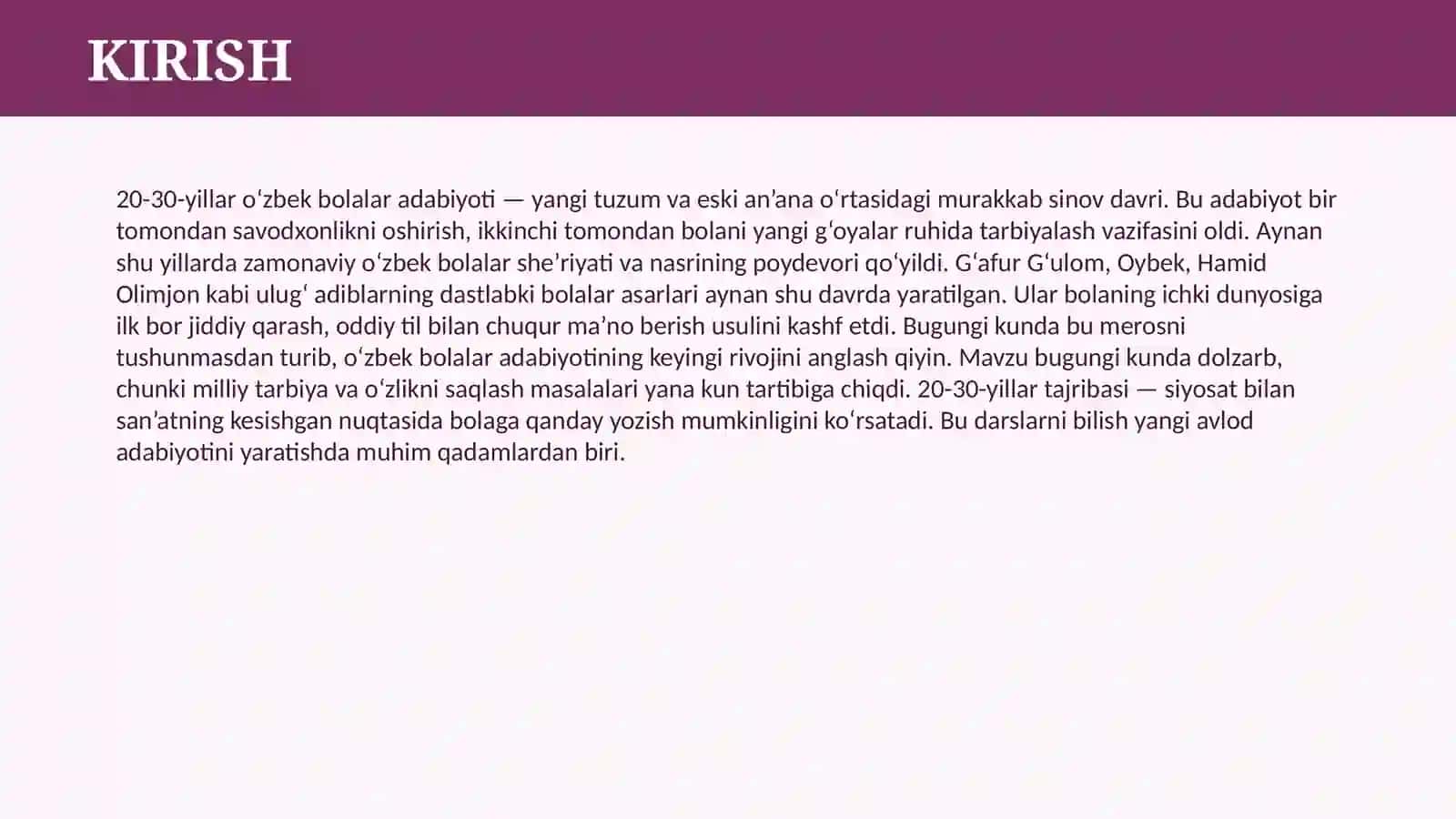 20-30 - YILLAR O'ZBEK BOLALAR ADABIYOTI 3