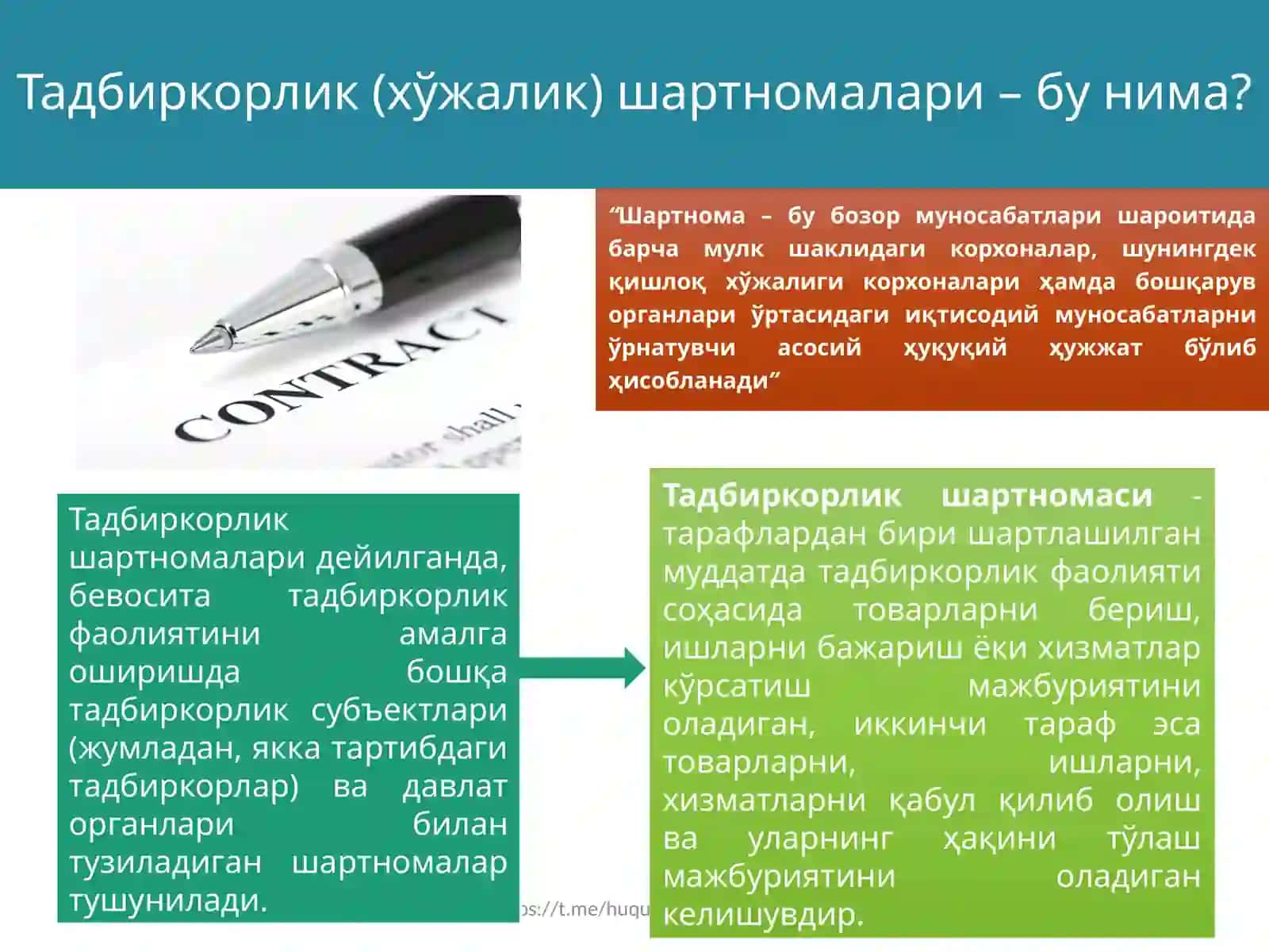 Тадбиркорлик (хўжалик) шартномалари 3