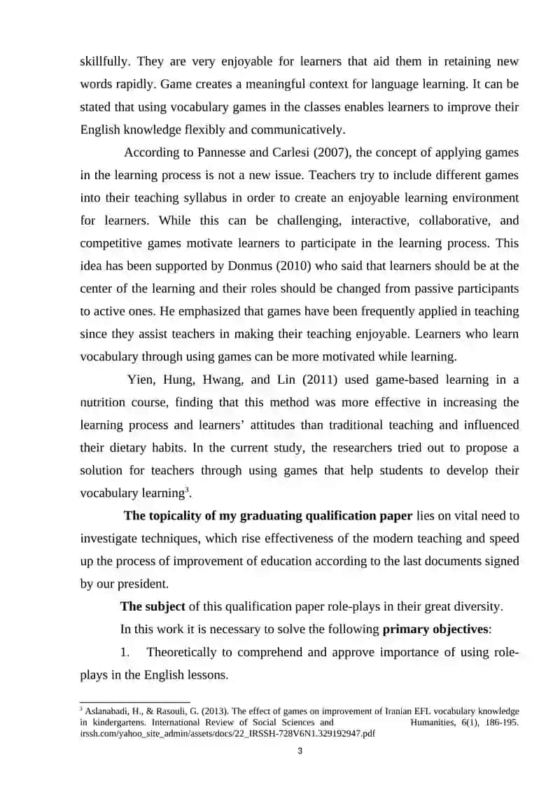 The Usage of Physical Activities in Enhancing Vocabulary Skills of A1 Level Pupils 3