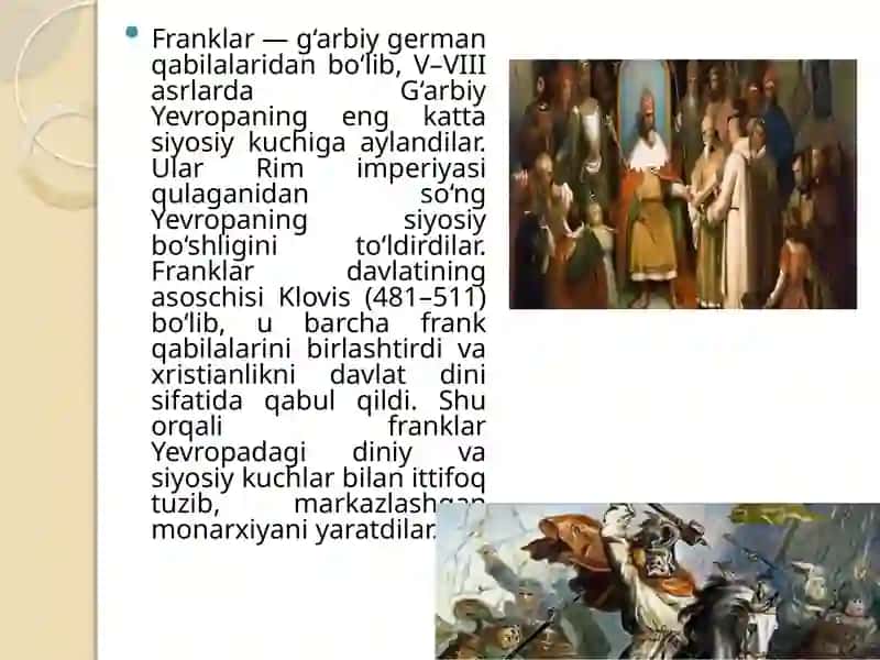 O’rta davrda Franklar va Arablarning tarixiy maydondagi o‘rni 3