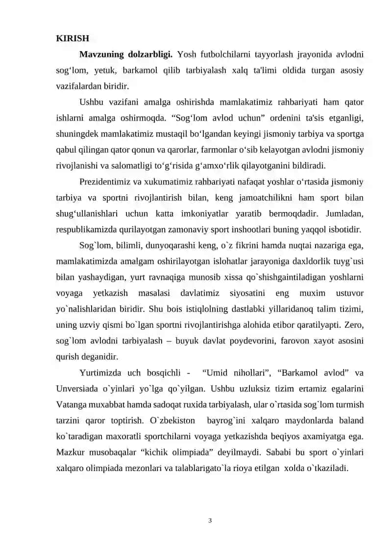 Yosh futbolchilarni tayyorlash jrayonida avlodni sog‘lom 3
