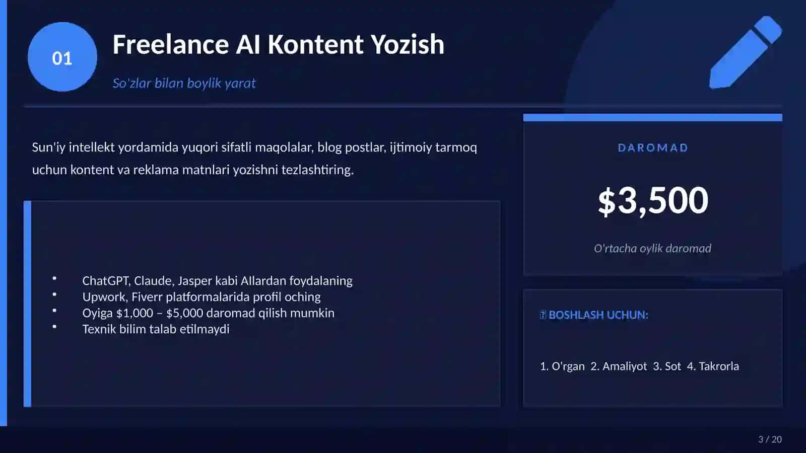 SUN'IY INTELLEKT BILAN DAROMAD QILISH 10 TA SAMARALI YO'L 3