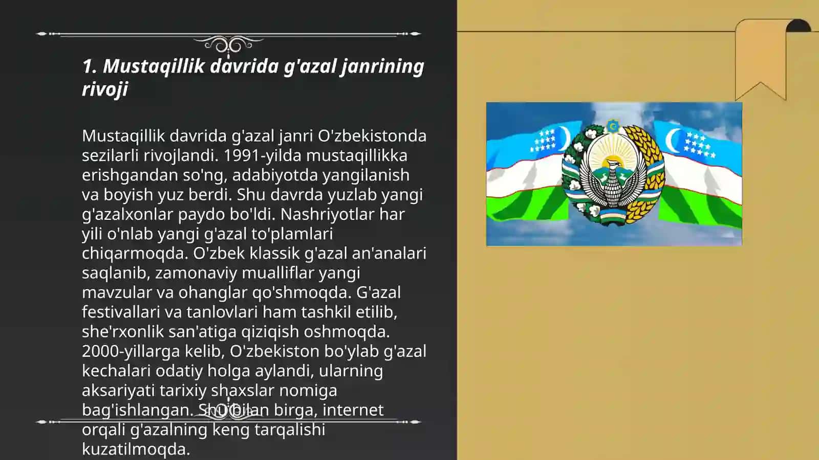 Mustaqillik davrida she'riyatda g'azal janri tipologiyasi 3