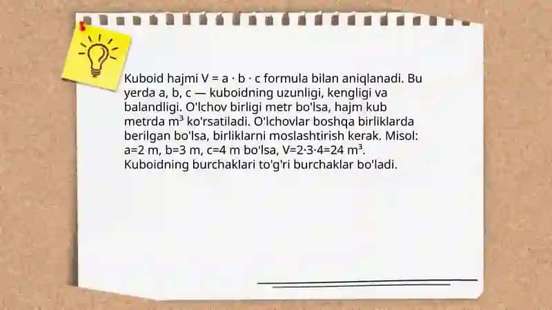 Kuboid va kubni hajmini topish 3