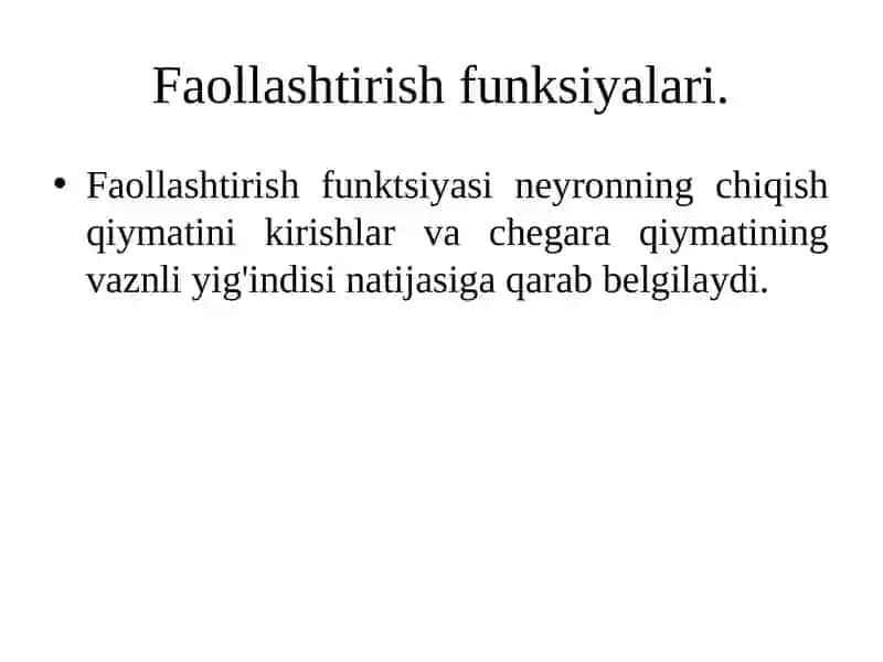 Faollashtirish funksiyalari 3
