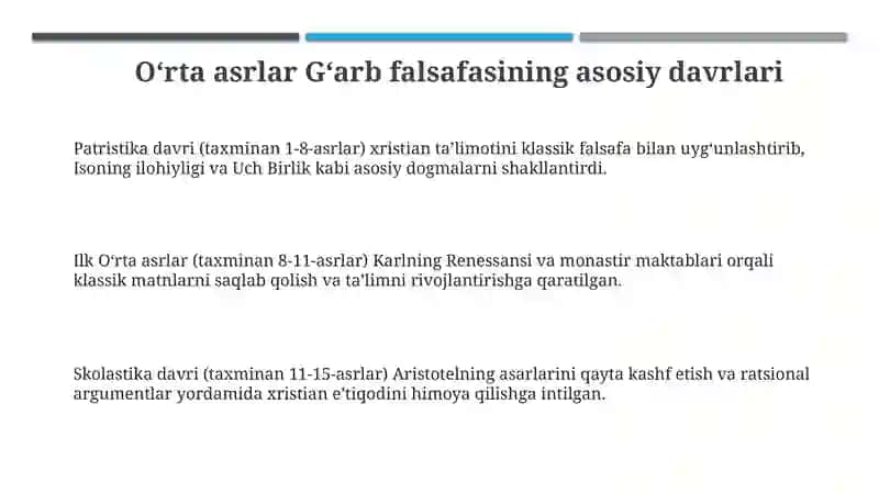 Oʻrtaasrlar Gʻarb falsafasi 3