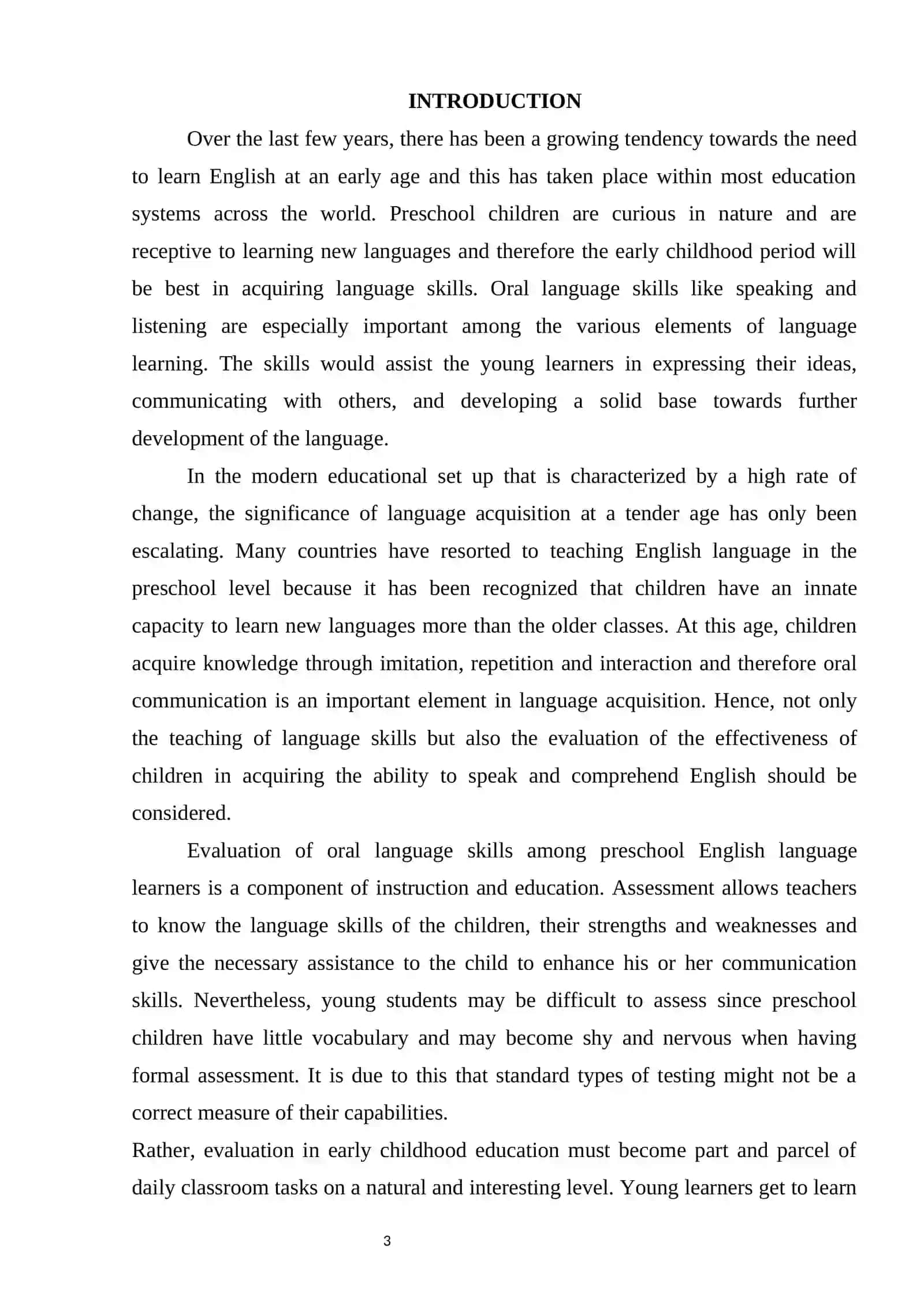 Assessing Oral Language Skills in Preschool English Language Learners 3