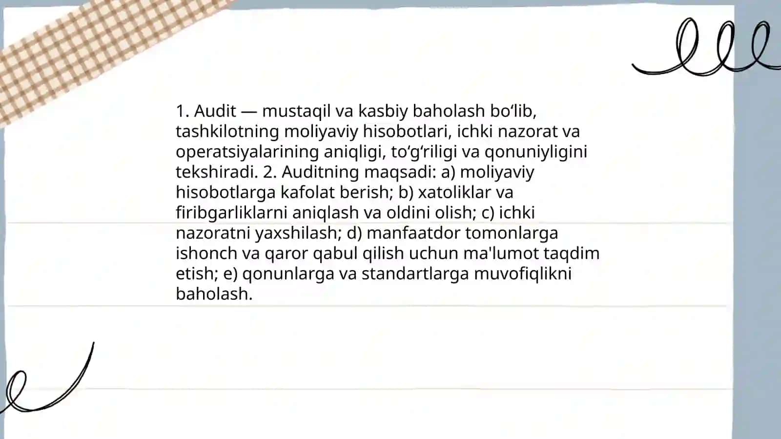 Audit va kafolat faniga kirish 3