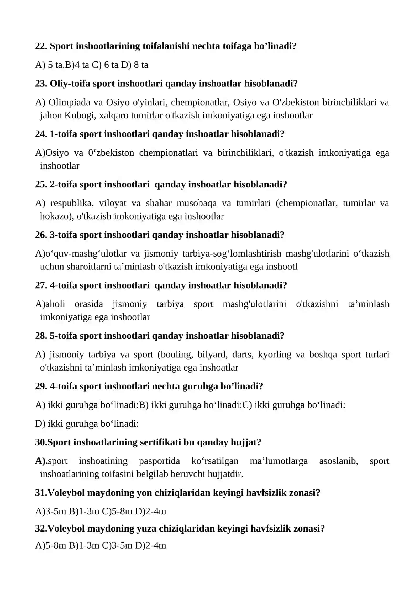 Sport inshoatlari fanidan yakuniy test savollari 3
