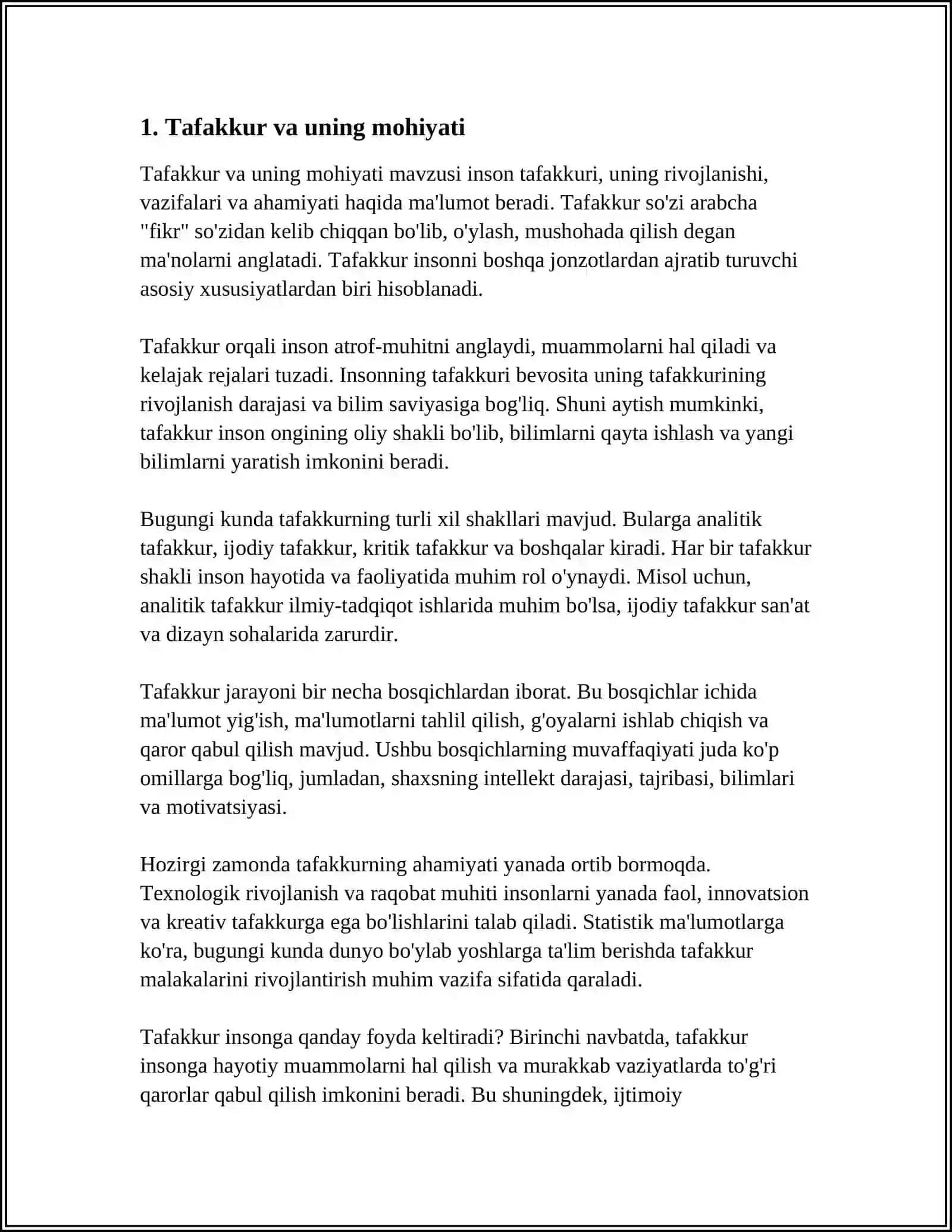 TAFAKKUR OPERATSIYALARI 3