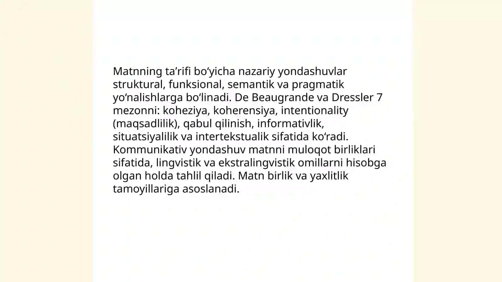 Matnning ta'rifi va birligi masalalari 3