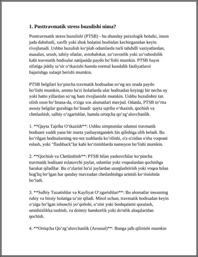 Posttravmatik stress buzilishi 3