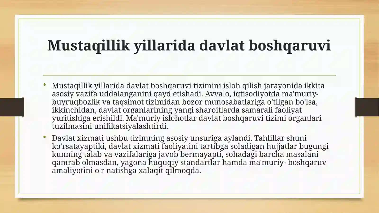 Mustaqillik yillarida davlat boshqaruvi tizimida amalga oshirilgan islohatlar 3