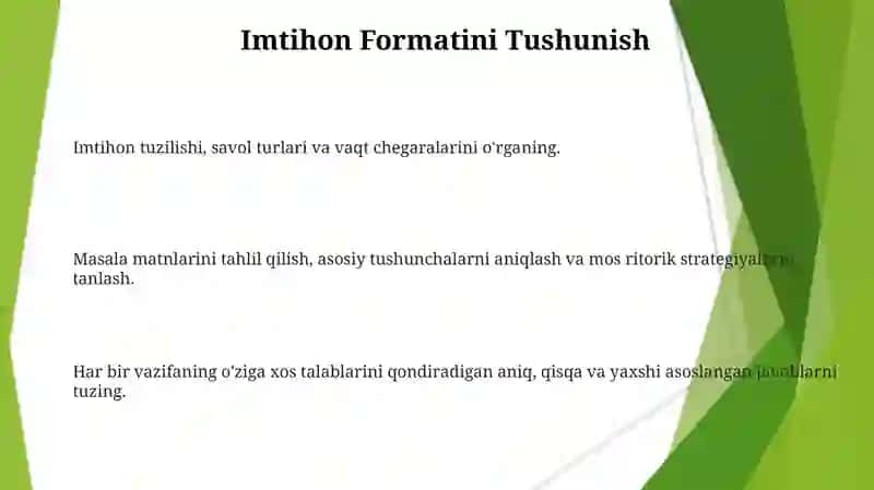 Ritorikaga oid test topshiriqlarini bajarish 3