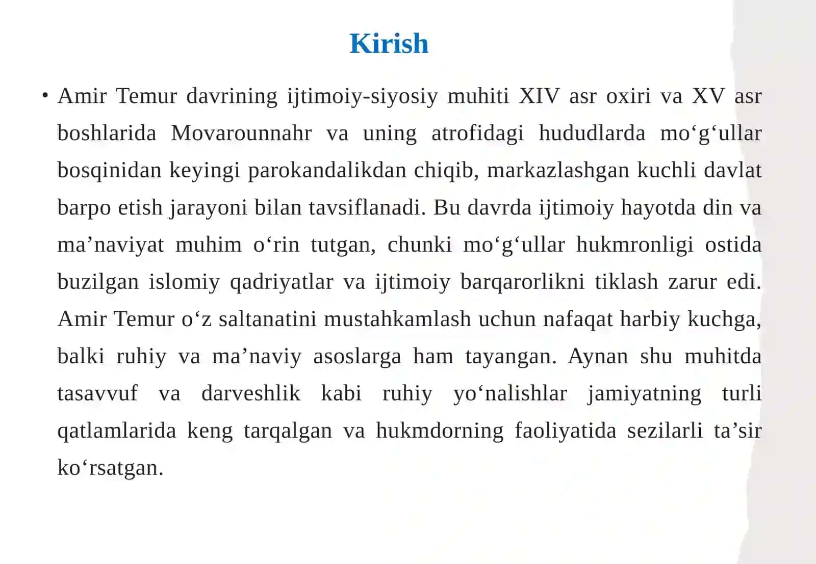 Amir Temur hayotida darveshlar ning tutgan o‘rni va ro‘li 3
