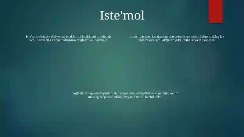 Istemol, Jamg'Arma va Investitsiyalar 3