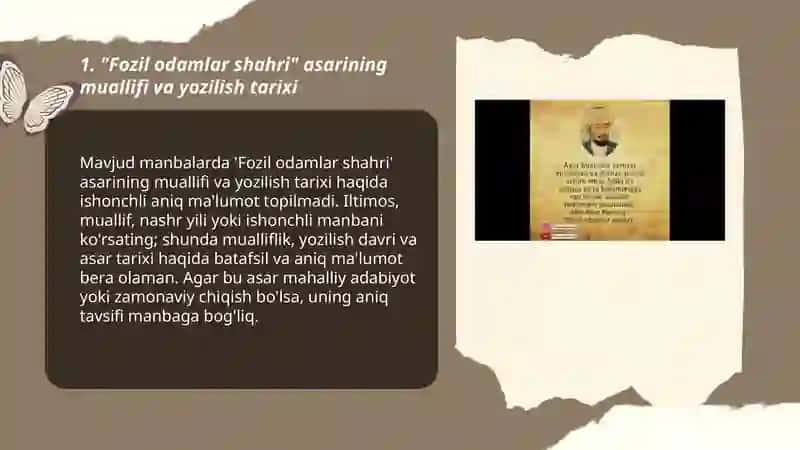 "Fozil odamlar shahri" asari haqida 3