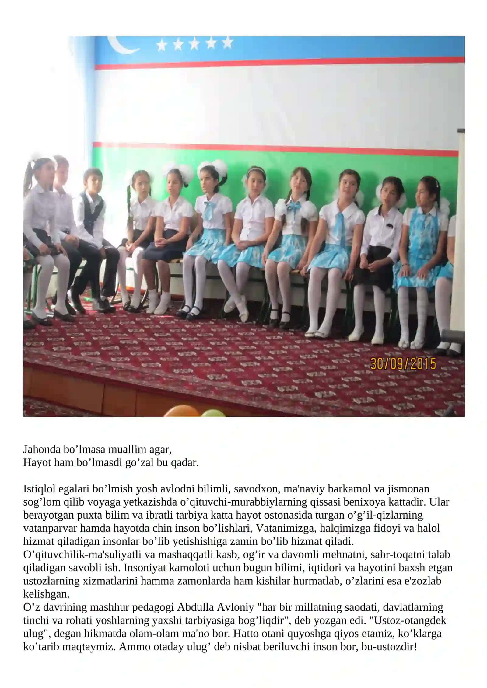 "Maktabimiz bog`boni-muallim" tadbiri 3