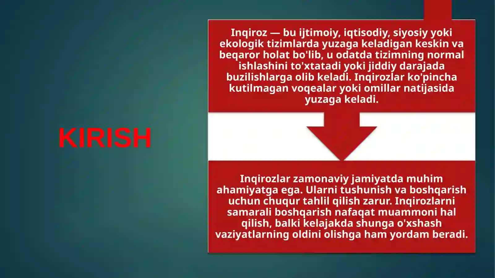 XX asrda inqiroz konsepsiyasining rivojlanish bosqichlari 3