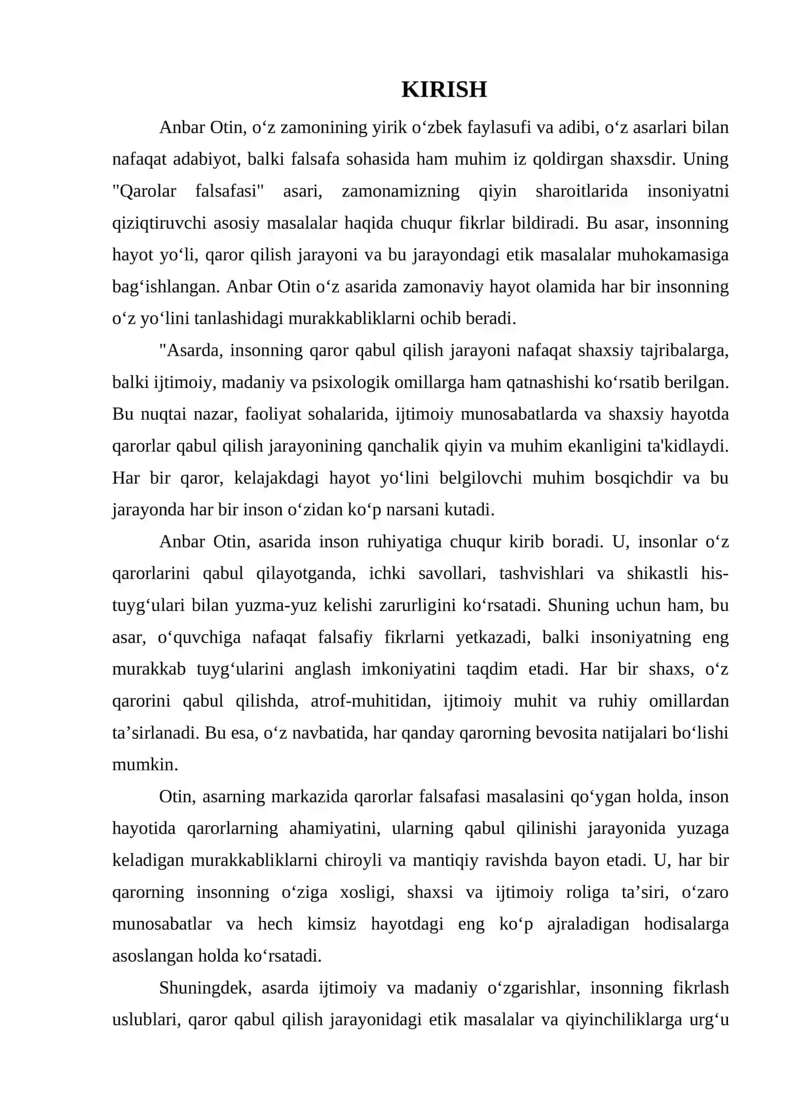 ANBAR OTIN VA UNING "QAROLAR FALSAFASI" ASARI TAHLILI 3