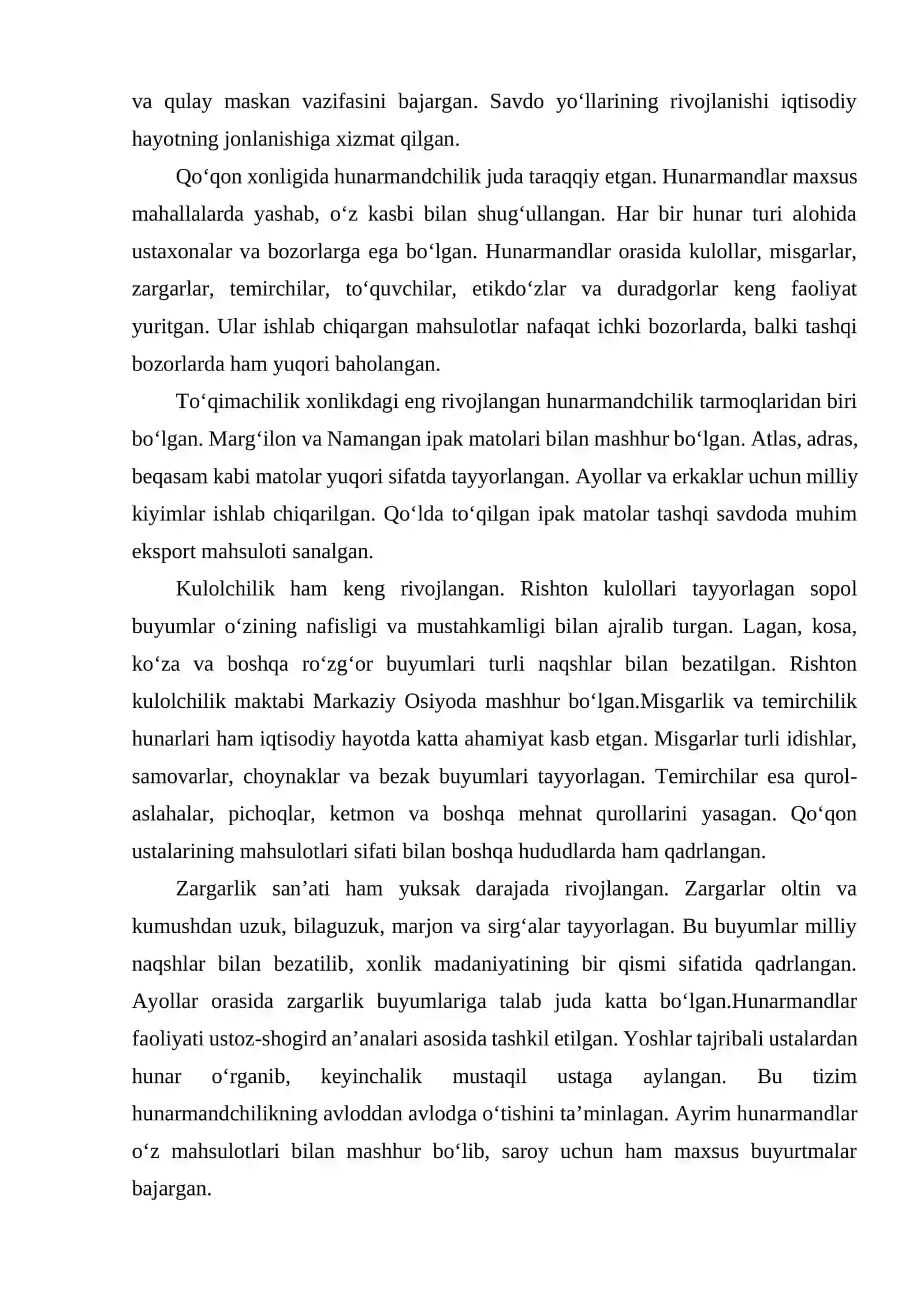 QOʻQON XONLIGIDA SAVDO VA HUNARMANDCHILIK 3
