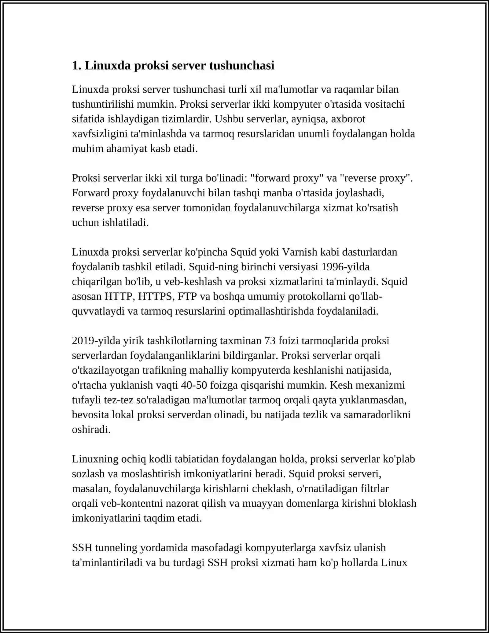 LINUX OPERATSION TIZIMIDA PROKSI SERVER XIZMATINI ÓRNATISH VA SOZLASH 3