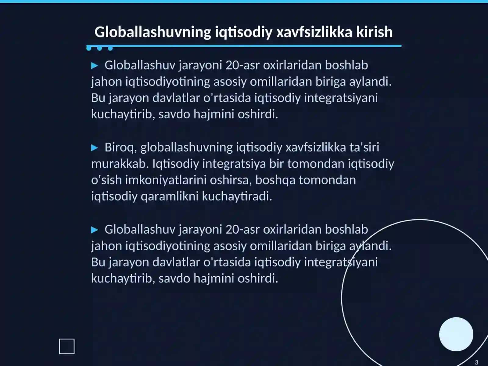 Globallashuv sharoitida iqtisodiy xavfsizlik 3