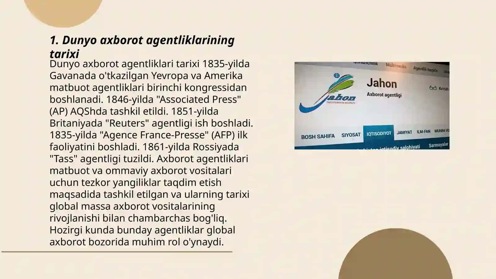 Dunyo va maxalliy axborot agentliklari 3